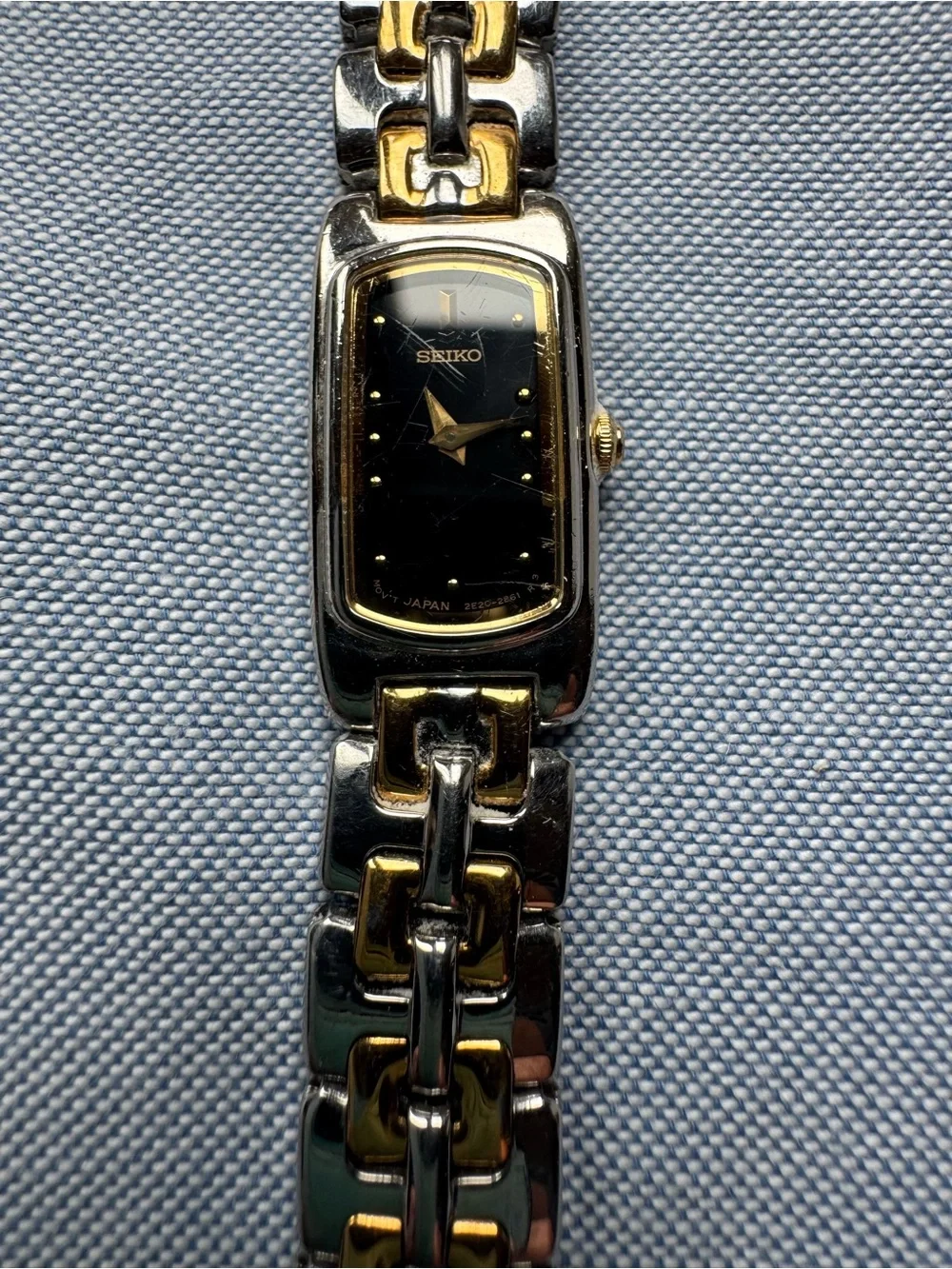 🔥VINTAGE SEIKO Tank watch Y2K RARE two tone sz XS Price Firm